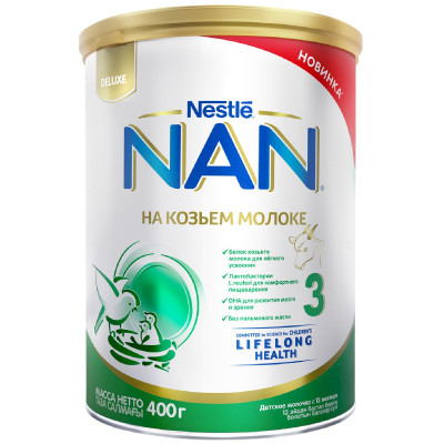 Напиток Nan Goat Milk 3 на основе козьего молока с 12 месяцев, 400г