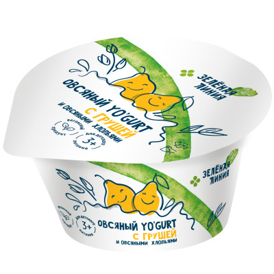Продукт овсяный Yogurt Груша-Овсяные Хлопья Зелёная Линия, 130г