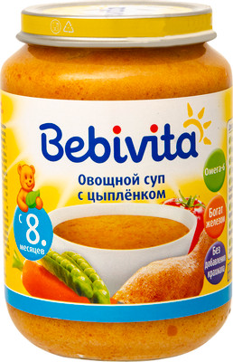 Суп Bebivita овощной с цыплёнком с 8 месяцев, 190г