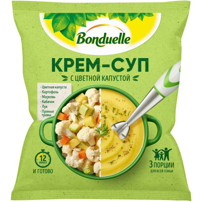 Смесь овощная Bonduelle крем-суп из цветной капусты замороженная, 350г