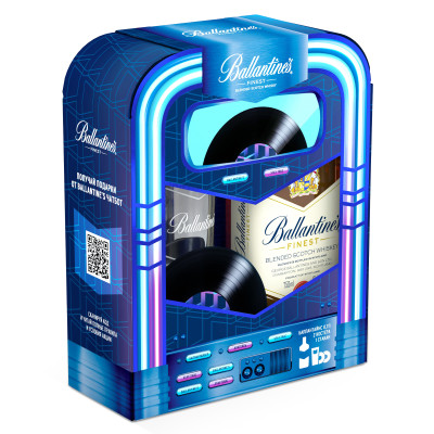 Виски Ballantine's Finest 40% в подарочной упаковке, 700мл + стакан