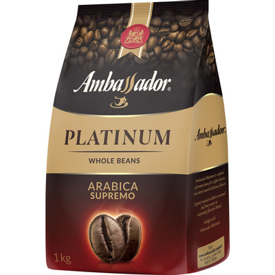 Кофе Ambassador Platinum натуральный жареный в зёрнах, 1кг