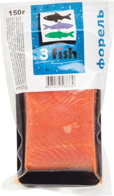 Форель 3 Fish филе-кусок слабосолёные, 150г