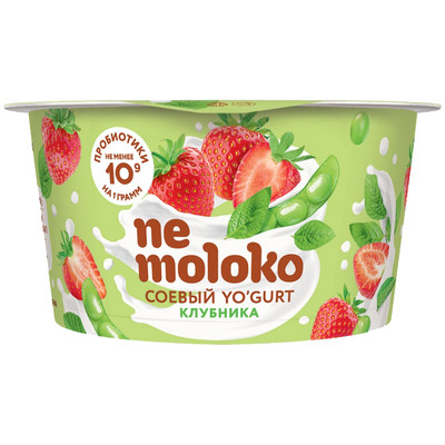 Продукт соевый Nemoloko Yogurt клубника обогащённый для детского питания, 130г