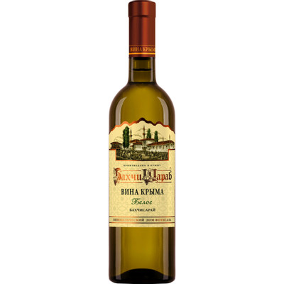 Вино БахчиШараб белое полусладкое 10-12%, 750мл