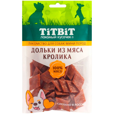 Лакомство Titbit дольки из мяса кролика для собак мини пород, 100г