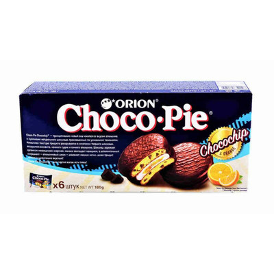 Пирожное Orion Choco Pie Choco Chip с кусочками шоколада в глазури, 180г