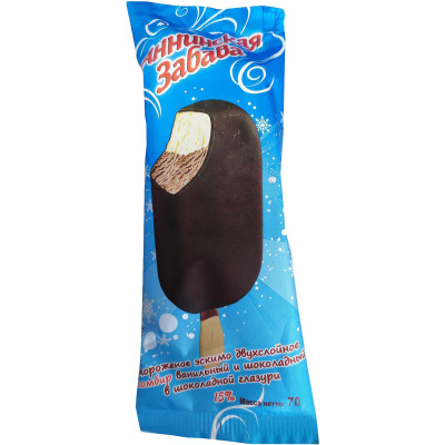 Эскимо двухслойное пломбир ванильный и шоколадный в шоколадной глазури 15%, 70г