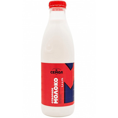 Молоко Семол питьевое отборное пастеризованное 3.4-6%, 900мл