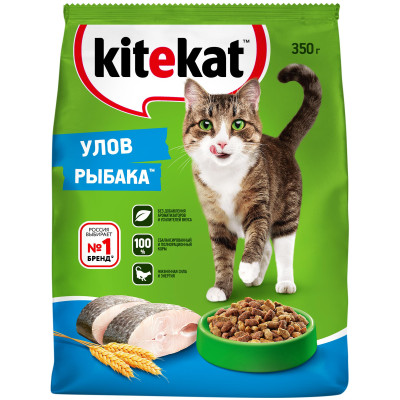 Сухой корм Kitekat полнорационный для взрослых кошек Улов Рыбака, 350г