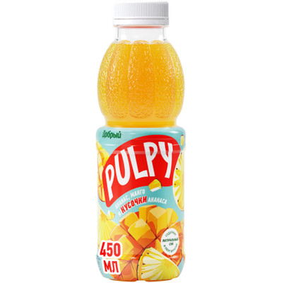 Напиток сокосодержащий Pulpy Ананас-Манго, 450мл