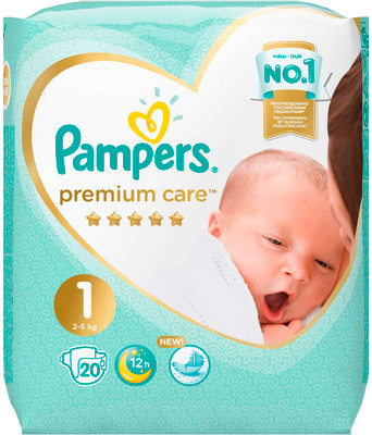 Подгузники Pampers Premium Care р.1 2-5кг, 20шт