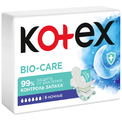 Прокладки Kotex Bio-Care Ночные, 6шт