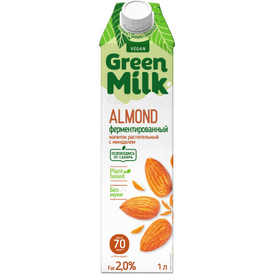 Напиток Green Milk с миндалём на ячменно-нутовой основе, 1л