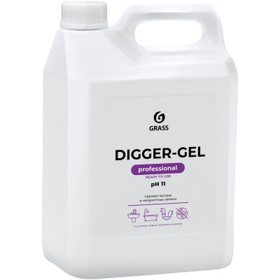 Средство Digger-Gel щелочное для прочистки канализационных труб, 5л