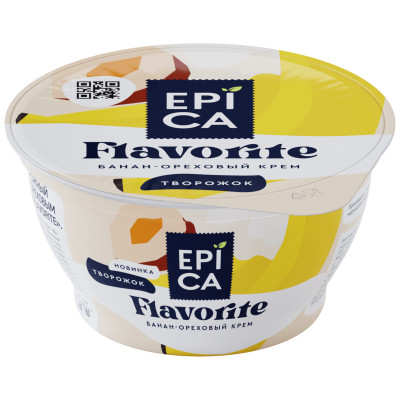 Десерт Epica Flavorite творожный с бананом и ореховым кремом 7.6%, 130г
