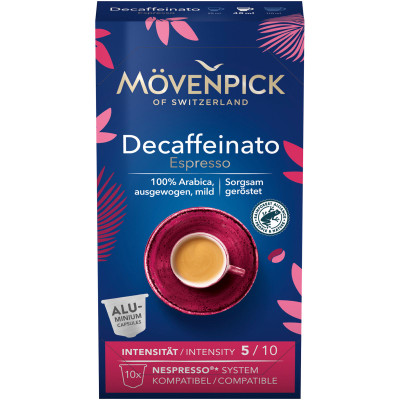 Кофе в капсулах Movenpick Decaffeinato Espresso натуральный жареный молотый, 57г