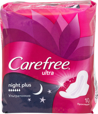 Прокладки Carefree Ultra night plus, 10шт