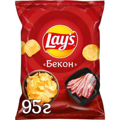 Чипсы картофельные Lays со вкусом бекона, 95г