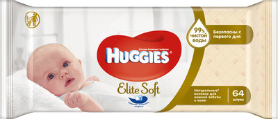 Салфетки влажные детские Huggies Elite Soft детские, 64шт