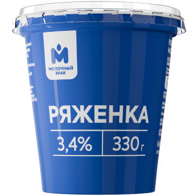Ряженка 3.4% Молочный Знак, 330мл