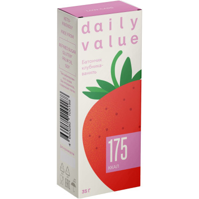 Батончик Daily Value Клубника-ваниль низкоуглеводный десертный, 35г