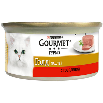 Корм Gourmet Gold паштет с говядиной для кошек, 85г
