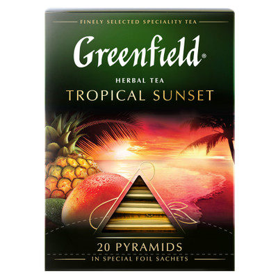 Чай Greenfield Tropical Sunset травяной в пирамидках, 20х1.8г
