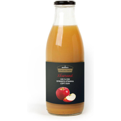 Сок яблочный из яблок сорта гала Market Collection, 1л
