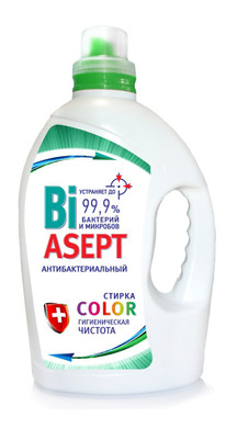 Гель BiAsept для стирки Color с антибактериальным эффектом, 1.2кг