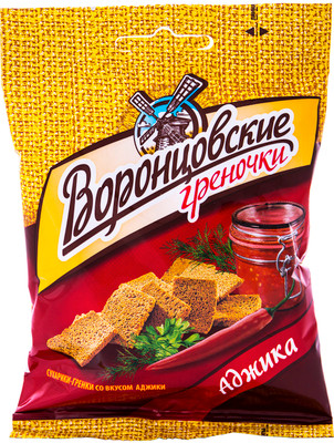 Сухарики-гренки Воронцовские ржаные со вкусом аджики, 60г