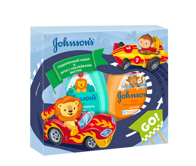 Подарочный набор Johnson's Baby шампунь-гель 2в1, 300мл + гель для душа Kids, 300мл + игра