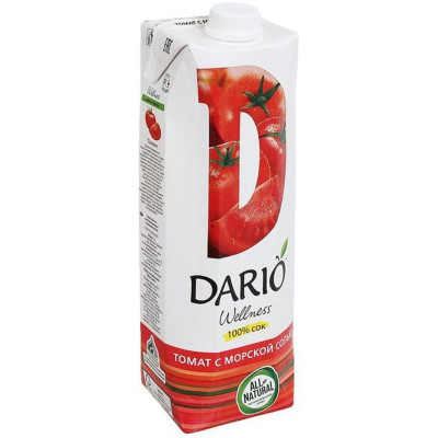 Сок Dario Wellness томатный с морской солью восстановленный, 1л