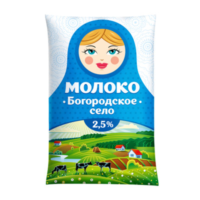 Молоко Богородское питьевое пастеризованное 2.5%, 900мл