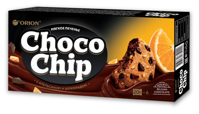 Печенье Orion Choco Chip сдобное тёмный шоколад-апельсин, 120г