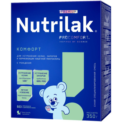 Сместь Nutrilak Premium Комфорт молочная сухая от 0 месяцев, 350г