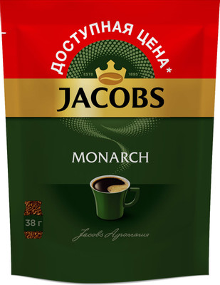 Кофе Jacobs Monarch натуральный растворимый сублимированный, 38г