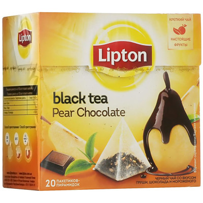 Чай Lipton Pear Chokolate чёрный в пирамидках, 20x1.6г