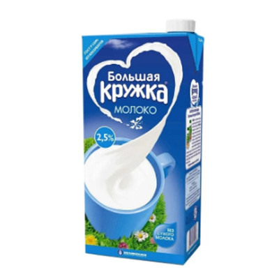 Молоко Большая Кружка ультрапастеризованное 2.5%, 1.98л
