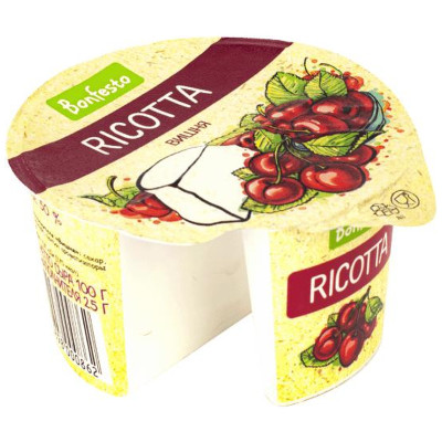 Сыр мягкий Bonfesto Ricotta вишня 50%, 125г
