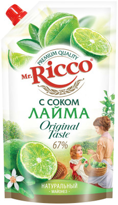 Майонез Mr. Ricco organic с соком лайма 67%, 400г