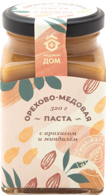 Паста Медовый Дом орехово-медовая с арахисом и миндалем, 320г