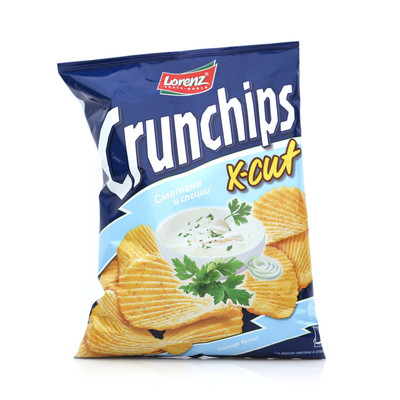 Чипсы картофельные Crunchips X-Cut со вкусом сметаны и специй, 140г