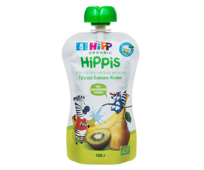 Пюре Hipp Hippis груша-банан-киви пастеризованное с 8 месяцев, 100г