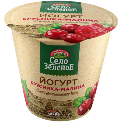 Йогурт Село Зелёное брусника-малина 3.5%, 120г