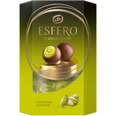 Конфеты Konti Esfero из молочного шоколада со вкусом фисташки, 186г