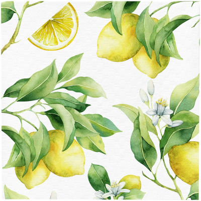 Салфетки Bgreen Лимоны бумажные с рисунком 3 слоя, 20шт