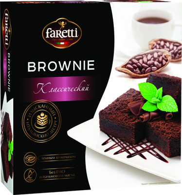 Торт бисквитный Faretti Brownie классический, 350г