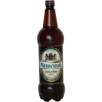 Пиво Чешский Рецепт живое светлое фильтрованное непастеризованное 4.7%, 1.3л