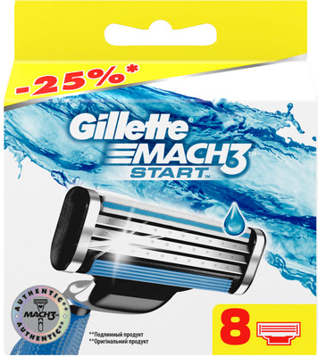 Кассеты для бритья Gillette Mach3 Start сменные, 8шт